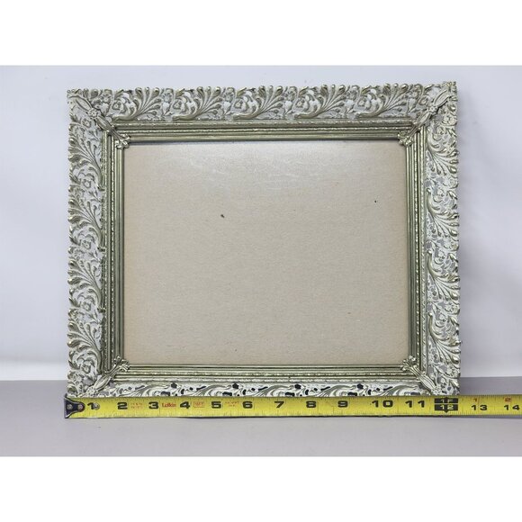 Vintage Large Table Top Filigree Picture Frame White Brushed Gold Stand Up Frame - Picture 5 of 5